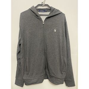 Polo Ralph Lauren Large L Men's Full Zip Sweater Pony Gray Hoodie Hooded